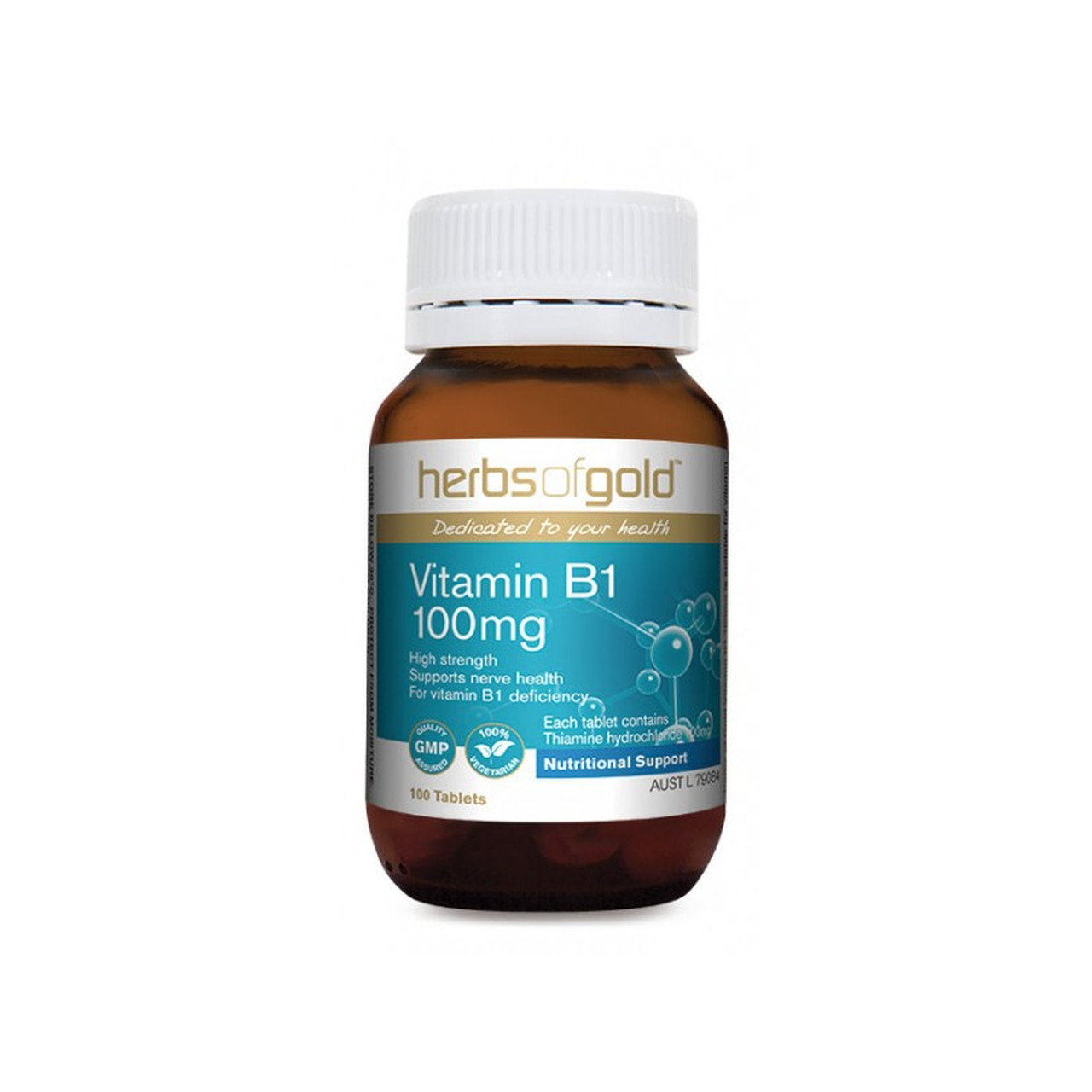 Herbs of Gold Vitamin B1 100mg Elite Health Supplements