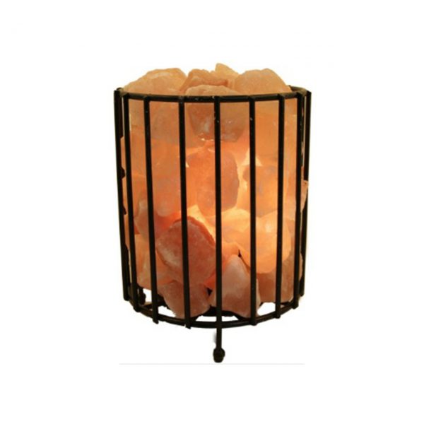 HIMALAYAN SALT LAMP CYLINDER SHAPE FIRE BOWL CAGE - NATURE'S NATURAL IONIZER