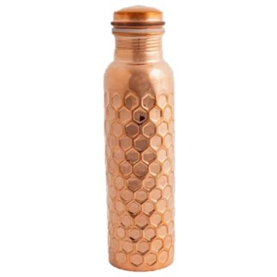 Copper Water Bottle Diamond Hammered 950ml